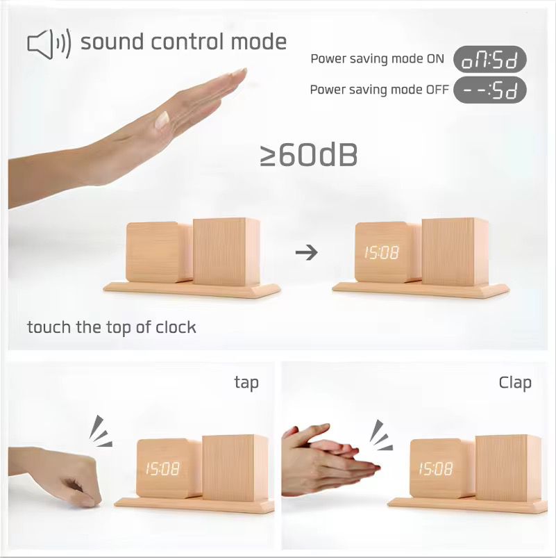 Sound‑Control Wooden LED Pen Holder Clock